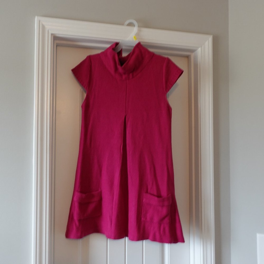 De Rotchild  medium mock turtleneck hot pink shortsleeve dress